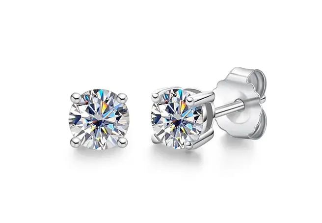 GRA Certified D Color Moissanite Stud Earrings in 925 Silver