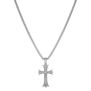 Christian zircon cross pendant fantasy necklace for men, a Christian gift.